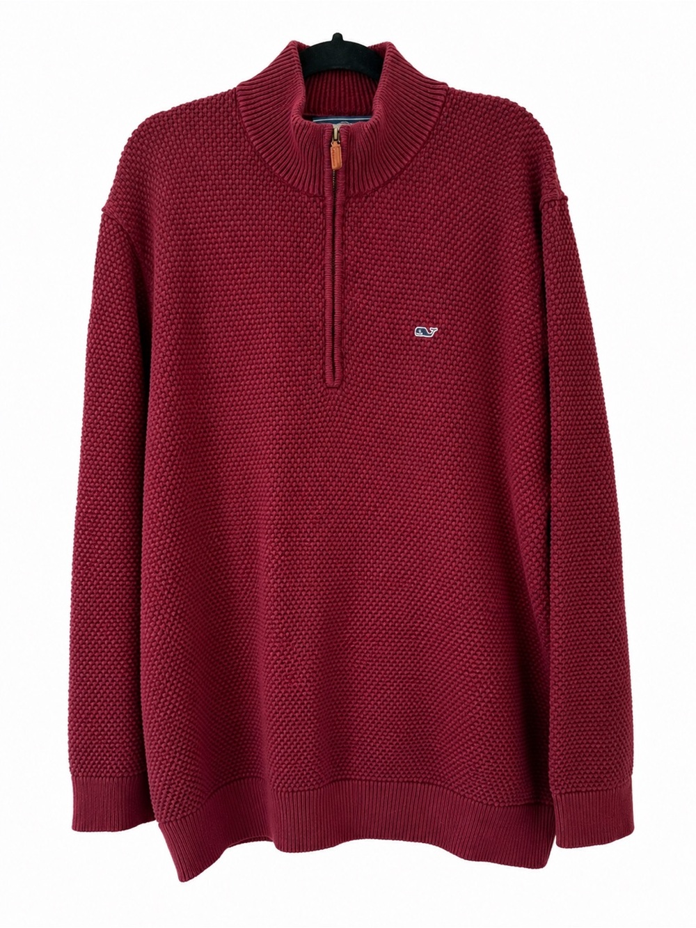Vineyard Vines Men’s Maroon Quarter Zip Textured Cotton Sweater XXL